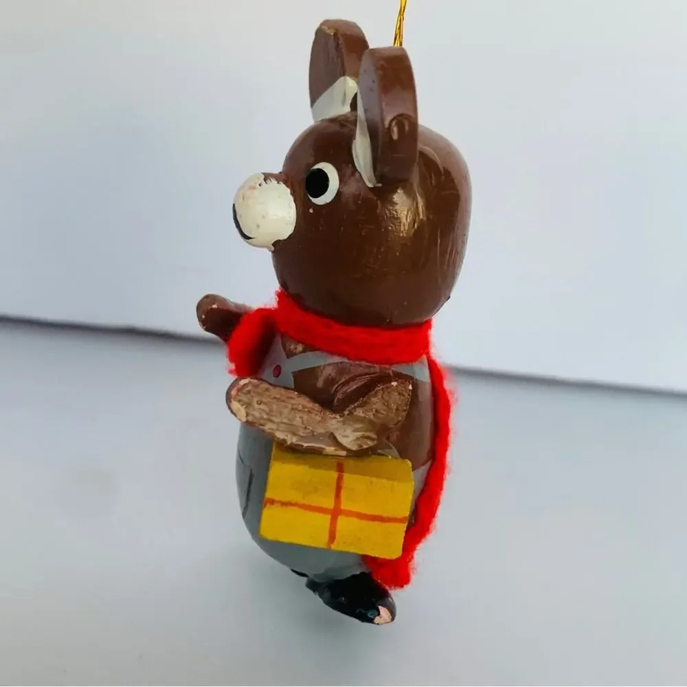Vintage Wood Bear Ornament